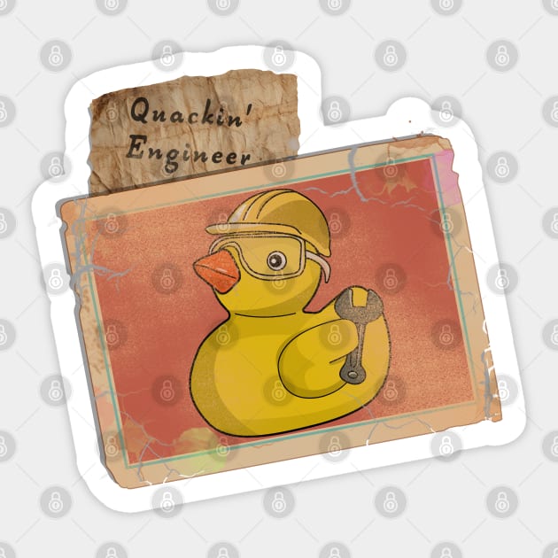 Quackin' Engineer - Vintage Rubber Ducky Trading Card Sticker by Fun Funky Designs